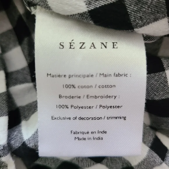 Sezane Black and White Louise Gingham Button Down Shirt - Picture 7 of 7